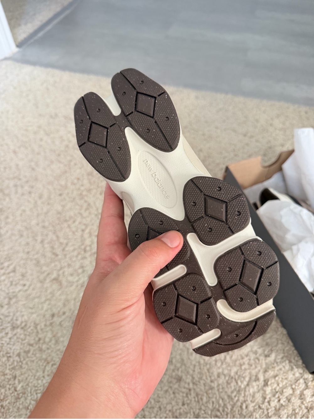 New Balance9060 Brown and Tan Suede Mesh Trainer - Picture 4 of 7